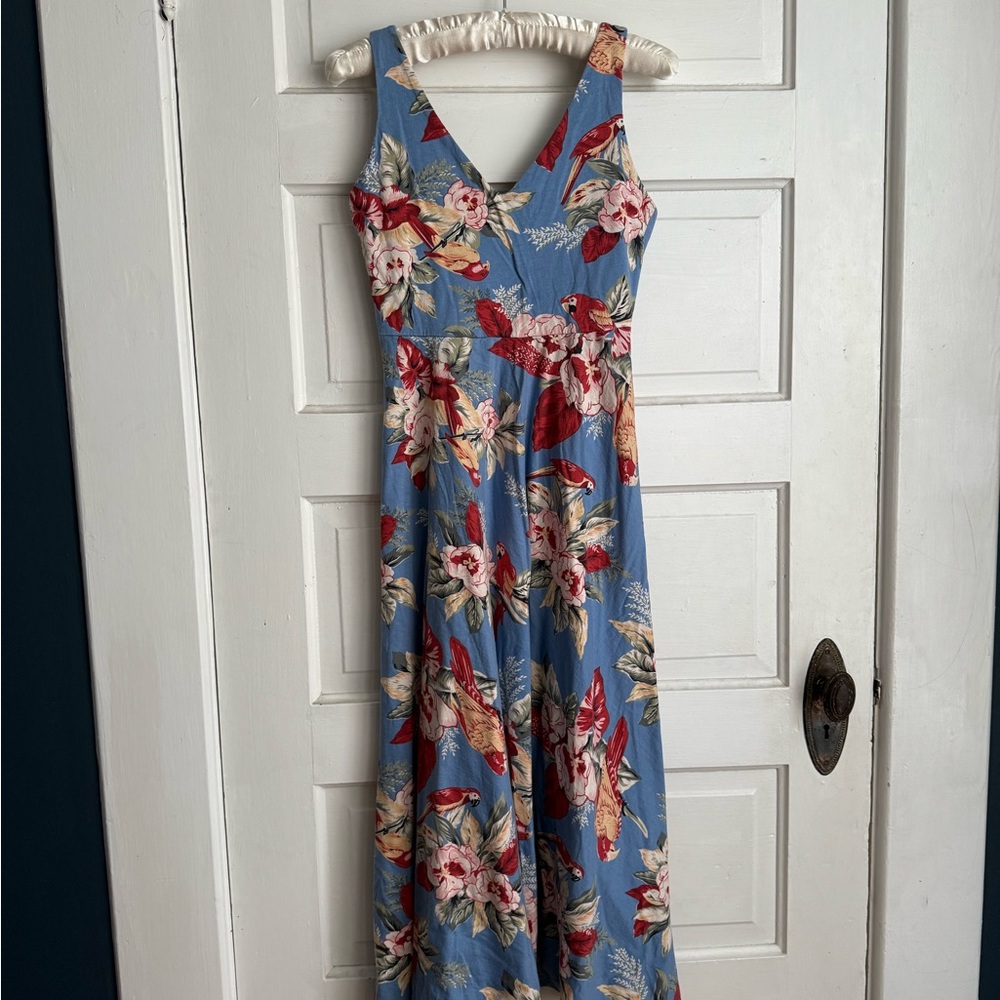 Floral Blue Midi Dress